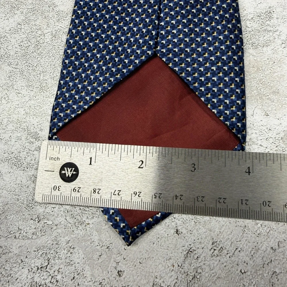 Lord & Taylor Exclusively For You Tie Mens OS Blue Geometric‎ 100% Silk Necktie